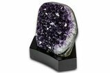 Deep Purple Amethyst Geode With Wood Base - Uruguay #342836-1